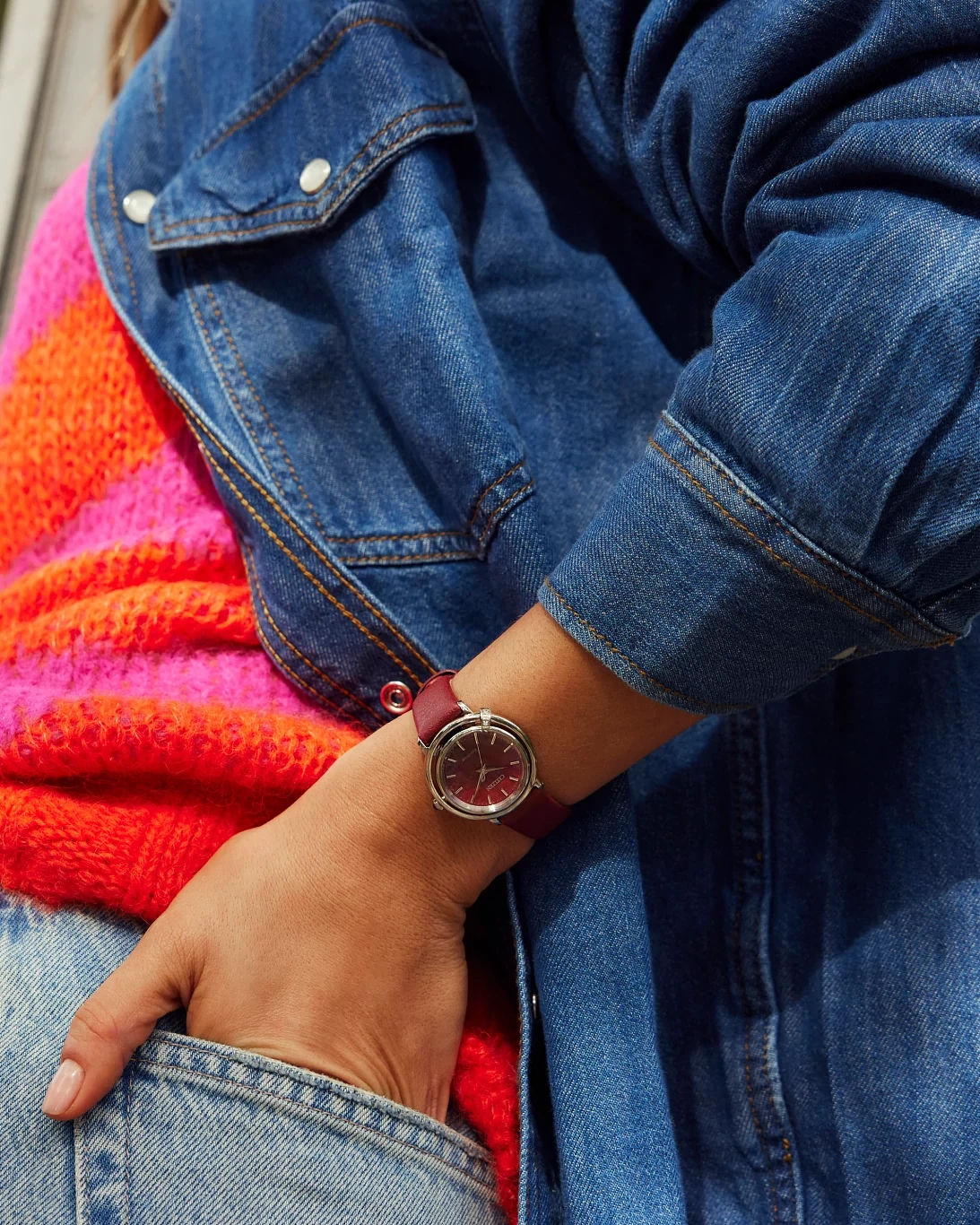 Citizen L Arcly Red Dial Stainless Steel Bracelet EM1091-67X | CITIZEN